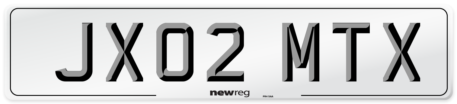 JX02 MTX Number Plate from New Reg